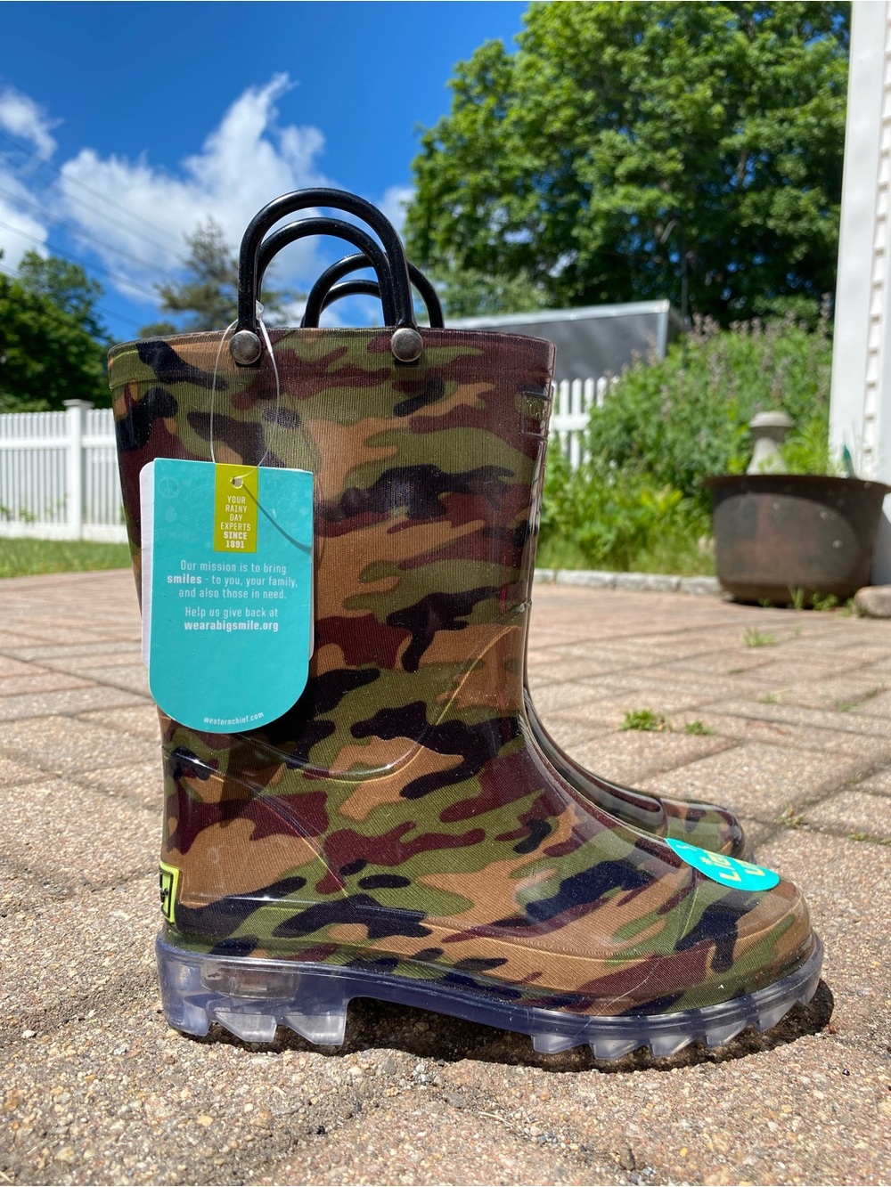 Kids' Camo Light-Up Western Chief Rain Boots - Green/Brown